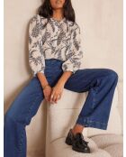 Blauwe saffierblouse met blauwe Jouy canvasprint