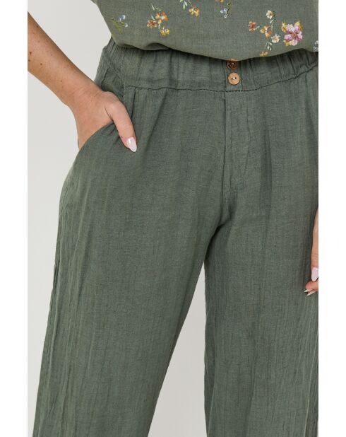 Pantalon Zélie 100% Lin kaki