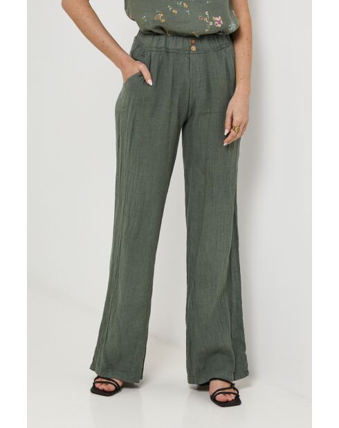 Pantalon Zélie 100% Lin kaki