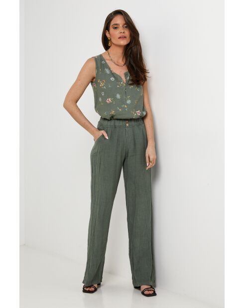 Pantalon Zélie 100% Lin kaki