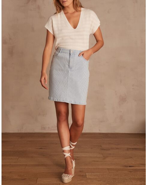 Bonny J rok met lichte smaragdgroene spijkerstrepen