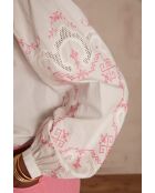 Clementine Bl Hellrosa bestickte Bluse