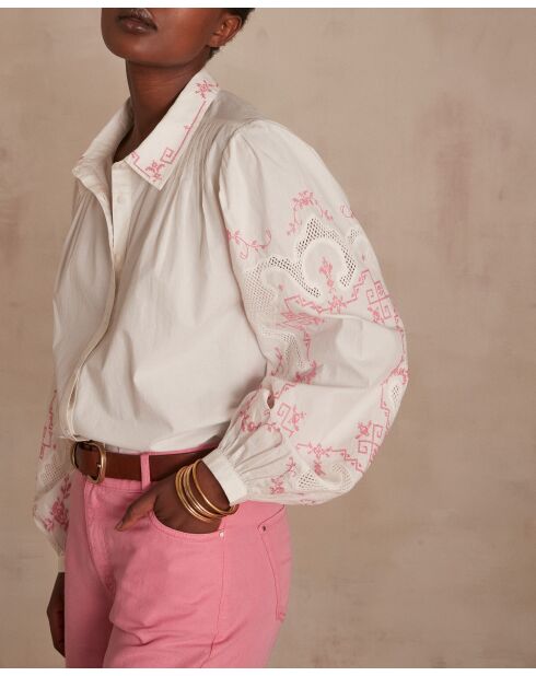 Clementine Bl Hellrosa bestickte Bluse