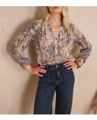 Prune Bl blouse met blauwe print
