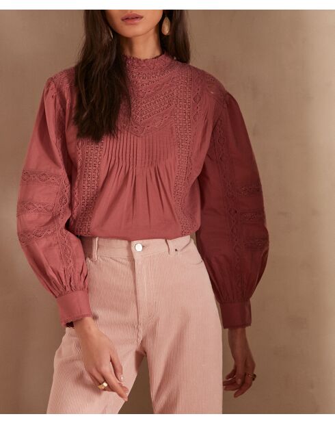 Blouse Calixte Bl Donkerroze borduursel