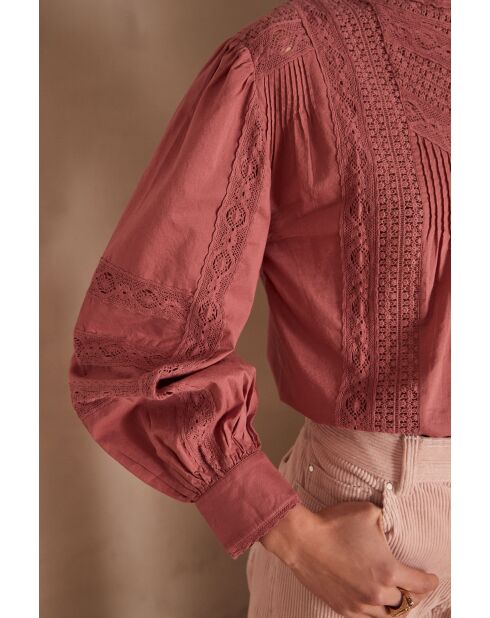 Blouse Calixte Bl Donkerroze borduursel