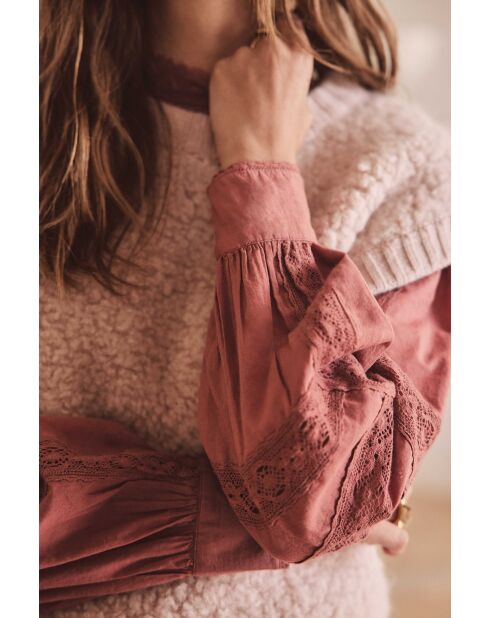 Blouse Calixte Bl Donkerroze borduursel