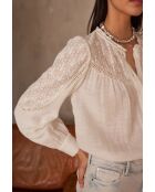 Ecru blouse Preppy Bl Embroidery