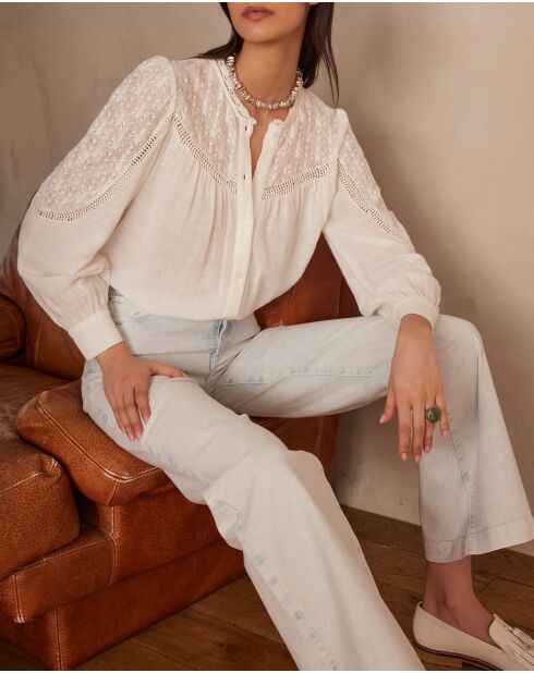 Ecru blouse Preppy Bl Embroidery