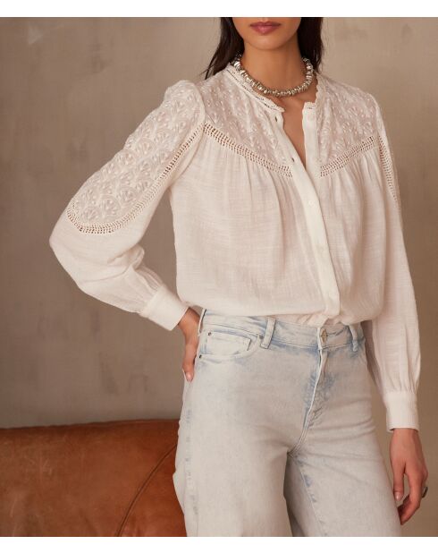 Ecru blouse Preppy Bl Embroidery
