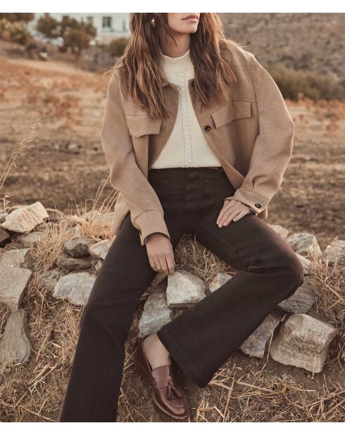 Lola Flare Donkerbruine overgeverfde broek