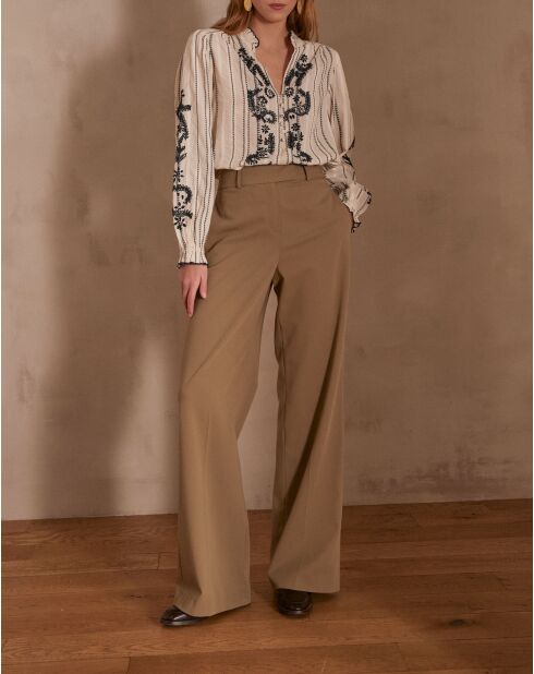 Layla P Uni broek met bladeren