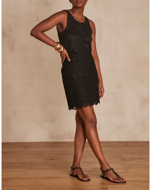 Bamboo J Schwarzer Spitzenrock