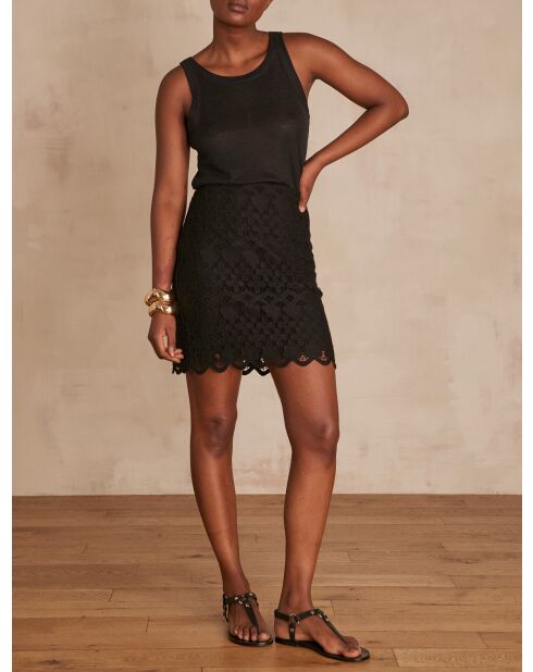 Bamboo J Schwarzer Spitzenrock