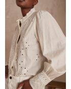 Bianca Bl ecrufarbene Stickbluse