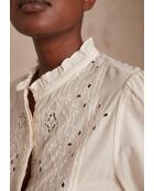 Bianca Bl ecrufarbene Stickbluse
