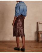 Beatrice J bordeauxrode rok met lovertjes