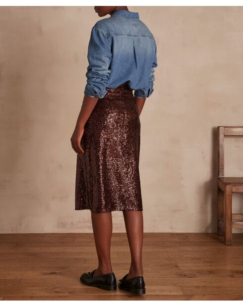 Beatrice J bordeauxrode rok met lovertjes