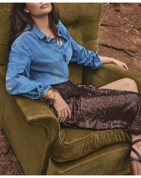 Beatrice J bordeauxrode rok met lovertjes