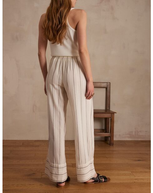 Ecru gestreepte broek Prince P