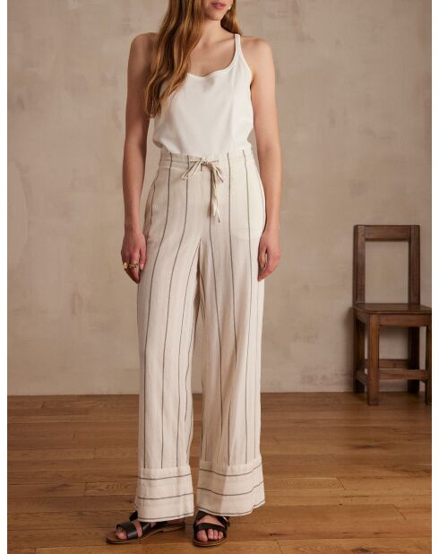 Ecru gestreepte broek Prince P