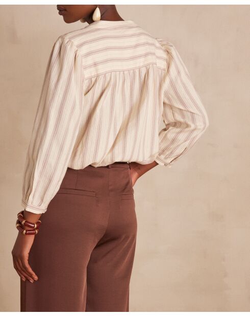 Sabrina Bl Cremefarbene Streifenbluse