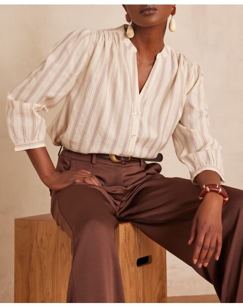 Sabrina Bl Cremefarbene Streifenbluse