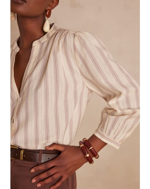 Sabrina Bl Cremefarbene Streifenbluse