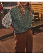 Belle Bl türkisfarbene karierte Bluse