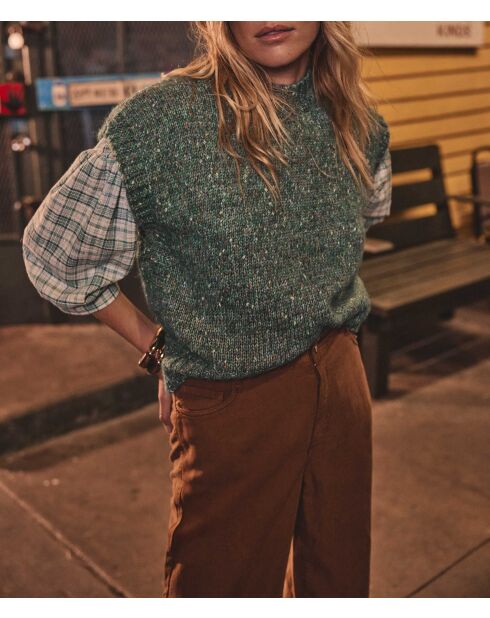 Belle Bl türkisfarbene karierte Bluse