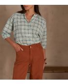 Belle Bl türkisfarbene karierte Bluse