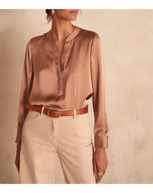 Marie Bl Uni taupe blouse