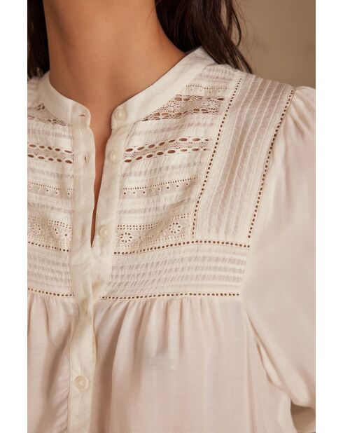 Phara Bl ecrufarbene Spitzenbluse