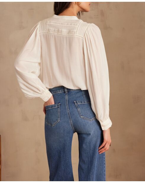 Phara Bl ecrufarbene Spitzenbluse
