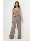 Taupefarbene Hose Zélie aus 100% Leinen