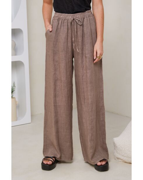 Pantalon Tessia 100% Lin taupe