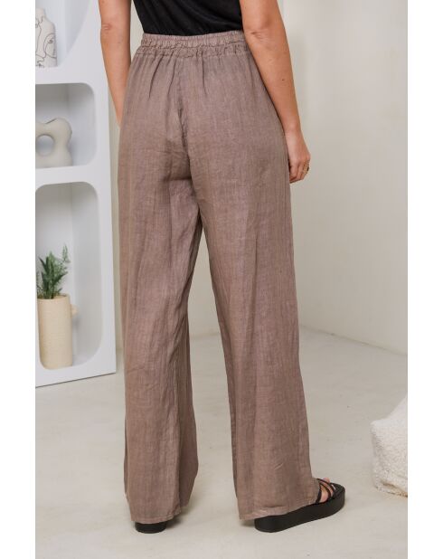 Pantalon Tessia 100% Lin taupe
