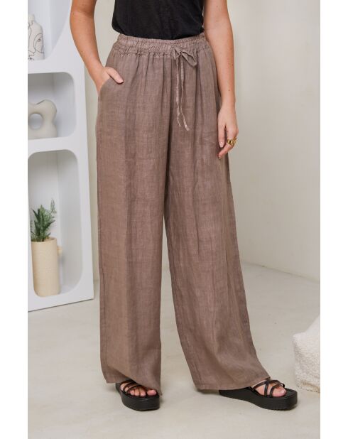 Pantalon Tessia 100% Lin taupe