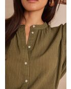 Sigrid Bl Khakifarbene Streifenbluse