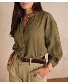 Sigrid Bl Khakifarbene Streifenbluse