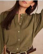 Sigrid Bl Khakifarbene Streifenbluse