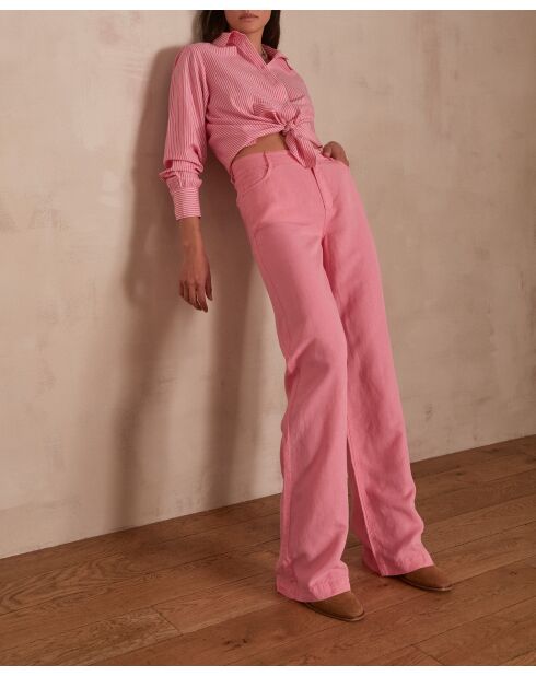 Sandy Bis lichtroze broek met wijde pijpen