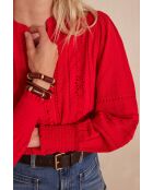 Baila Bl Rote bestickte Bluse