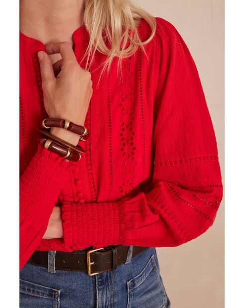 Baila Bl Rote bestickte Bluse