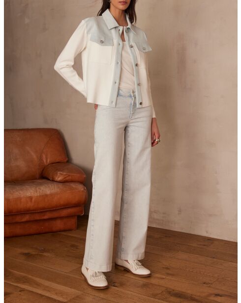 Sandy Bis hemelsblauwe broek met wijde pijpen