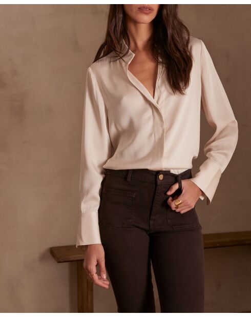 Basile Bl Cremefarbene Satinbluse