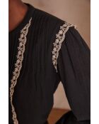Phoebe Bl Schwarze bestickte Bluse