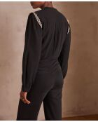 Phoebe Bl Schwarze bestickte Bluse
