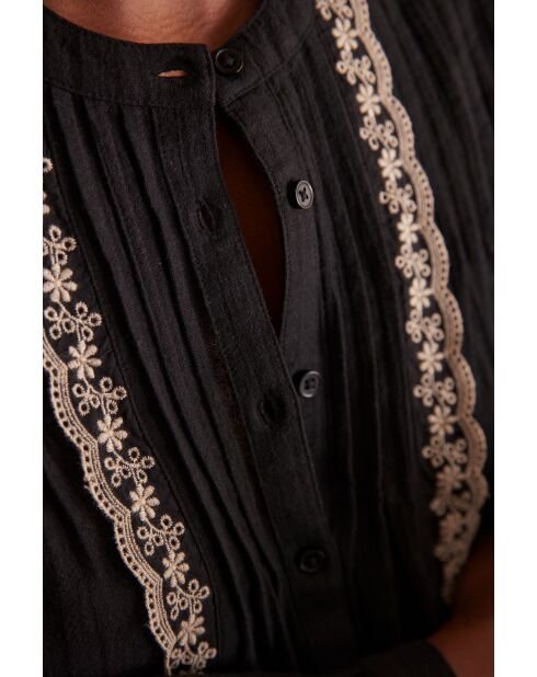 Phoebe Bl Schwarze bestickte Bluse