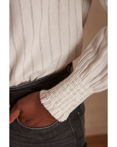 Briane Bl ecrufarbene Streifenbluse